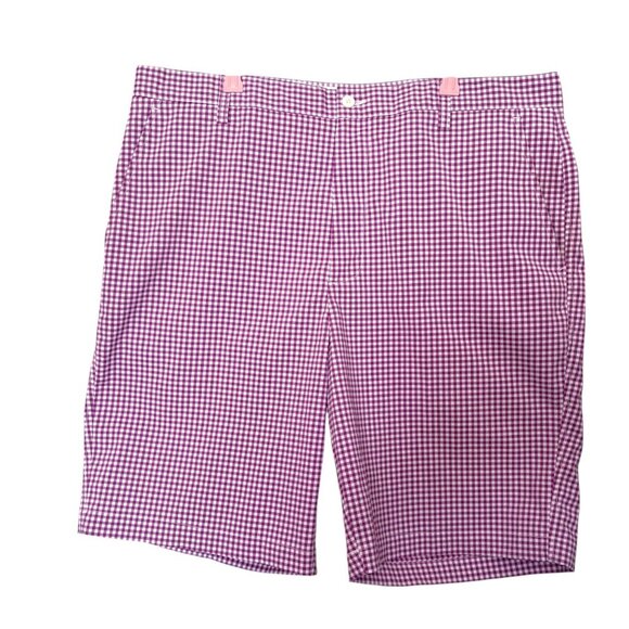 Footjoy Purple White Plaid Golf Chino Shorts Gingham Stretch Sports Mens Size 38 - Picture 1 of 9